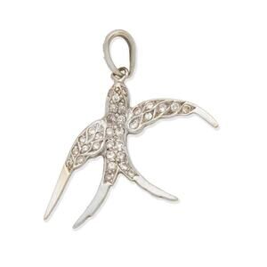 Vintage 18k Diamond set "swallow" pendant